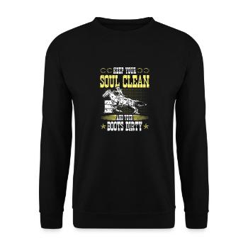 Keep Your Soul Clean Boots Dirty Rodeo - Unisex Pullover - Schwarz - Vorne - Alina (178cm) & Michal (187cm)