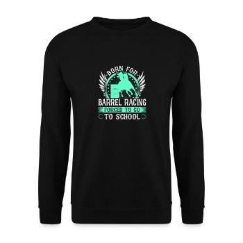 Barrel Racing Girl Quote, Funny Rodeo - Unisex Pullover - Schwarz - Vorne - Alina (178cm) & Michal (187cm)