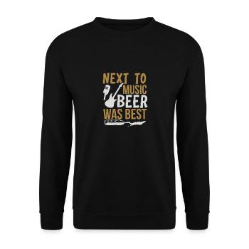 NEXT TO MUSIC BEER WAS BEST - Unisex Sweatshirt - black - Front - Alina (178cm) & Michal (187cm)