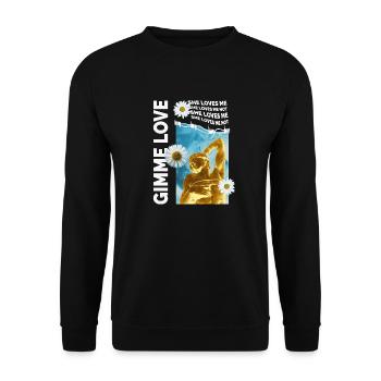 Gimme Love Flower - Unisex Pullover - Schwarz - Vorne - Alina (178cm) & Michal (187cm)
