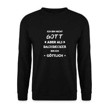 Dachdecker Geschenk Spruch - Unisex Pullover - Schwarz - Vorne - Alina (178cm) & Michal (187cm)