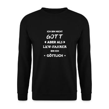 lkw fahrer Geschenk Spruch - Unisex Pullover - Schwarz - Vorne - Alina (178cm) & Michal (187cm)