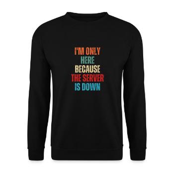 Ich bin nur hier, weil der Server lustig ausgefallen ist - Unisex Pullover - Schwarz - Vorne - Alina (178cm) & Michal (187cm)