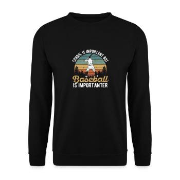 Old school is important, but baseball is important - Unisex Sweatshirt - black - Front - Alina (178cm) & Michal (187cm)