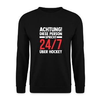 Eishockey Hockeyspieler Hockey - Unisex Pullover - Schwarz - Vorne - Alina (178cm) & Michal (187cm)