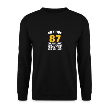 87 Jahre altes 87. lustiges Geburtstagsgeschenk - Unisex Pullover - Schwarz - Vorne - Alina (178cm) & Michal (187cm)
