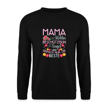 Mama Heldin Beschützerin Engel Die Beste Mutter - Unisex Pullover - Schwarz - Vorne - Alina (178cm) & Michal (187cm)