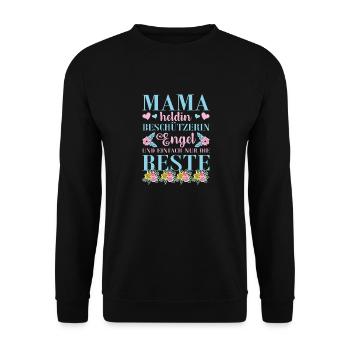 Mama Heldin Beschützerin Engel Die Beste Mutter - Unisex Pullover - Schwarz - Vorne - Alina (178cm) & Michal (187cm)