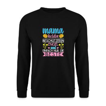 Mama Heldin Beschützerin Engel Die Beste Mutter - Unisex Pullover - Schwarz - Vorne - Alina (178cm) & Michal (187cm)