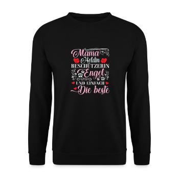 Mama Heldin Beschützerin Engel Die Beste Mutter - Unisex Pullover - Schwarz - Vorne - Alina (178cm) & Michal (187cm)
