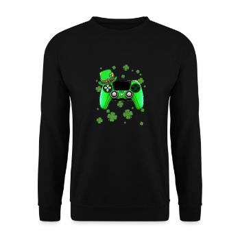 Game Console St Patricks Day Gamer - Unisex Sweatshirt - black - Front - Alina (178cm) & Michal (187cm)