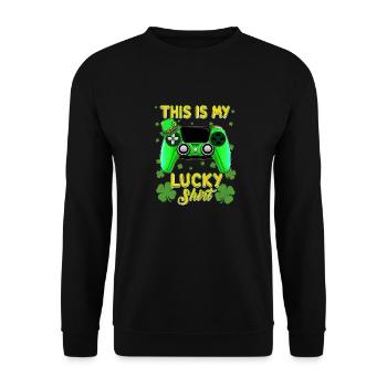 My Lucky Shirt St Patrick Green Shamrock Gamer - Sweat-shirt Unisexe - noir - Devant - Alina (178cm) & Michal (187cm)