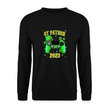 Green St Patrick 2023 Enfants Adulte Gamer - Sweat-shirt Unisexe - noir - Devant - Alina (178cm) & Michal (187cm)