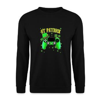 St Patricks Day Lucky Gamer Green Gaming Controlle - Unisex Sweatshirt - black - Front - Alina (178cm) & Michal (187cm)