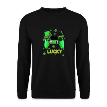 Lucky St Patrick’s Day Green Controller Gamer - Sweat-shirt Unisexe - noir - Devant - Alina (178cm) & Michal (187cm)