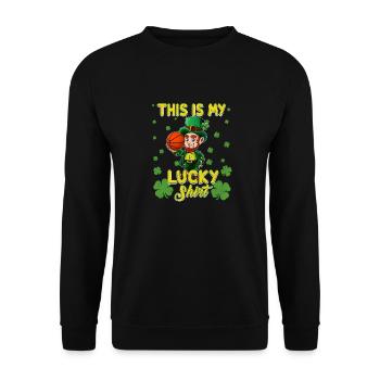 Lucky St Ptricks Day Leprechaun Kids Basketball - Unisex Sweatshirt - black - Front - Alina (178cm) & Michal (187cm)
