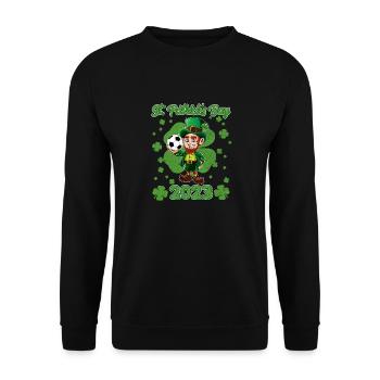 Mignon St Patrick 2023 Enfants Soccer Ball Green Leprec - Sweat-shirt Unisexe - noir - Devant - Alina (178cm) & Michal (187cm)