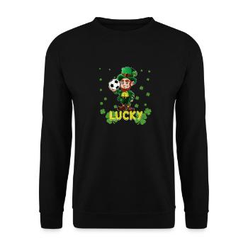 St Patricks Day Lucky Kids Soccer Game - Unisex Sweatshirt - black - Front - Alina (178cm) & Michal (187cm)