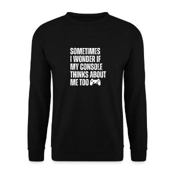 Parfois, je me demande si ma console pense à moi - Sweat-shirt Unisexe - noir - Devant - Alina (178cm) & Michal (187cm)