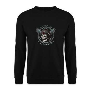 Awesome since 1966, Biker Geburtstag - Unisex Pullover - Schwarz - Vorne - Alina (178cm) & Michal (187cm)