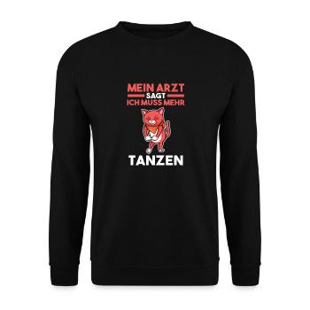 Tanzen Party Katze Musik Tänzer - Unisex Pullover - Schwarz - Vorne - Alina (178cm) & Michal (187cm)