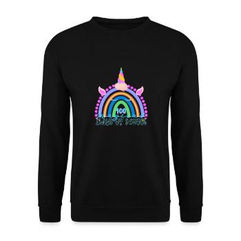 100 magische Schultage Einhorn Kinder 100. Tag - Unisex Pullover - Schwarz - Vorne - Alina (178cm) & Michal (187cm)