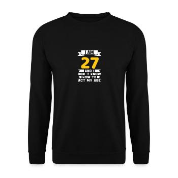 27 Jahre alt 27. lustiges Geburtstagsgeschenk - Unisex Pullover - Schwarz - Vorne - Alina (178cm) & Michal (187cm)