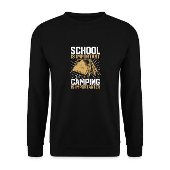 Schule ist wichtig, aber Camping ist noch wichtige - Unisex Pullover - Schwarz - Vorne - Alina (178cm) & Michal (187cm)