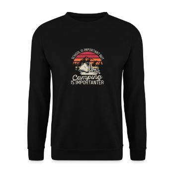 L’école est importante, mais le camping est plus important - Sweat-shirt Unisexe - noir - Devant - Alina (178cm) & Michal (187cm)