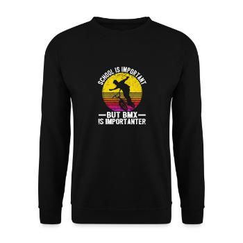 Fun school is important but Bmx is more important - Unisex Sweatshirt - black - Front - Alina (178cm) & Michal (187cm)