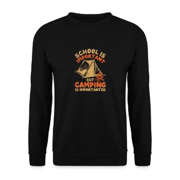 Schule ist wichtig, aber Camping ist noch wichtige - Unisex Pullover - Schwarz - Vorne - Alina (178cm) & Michal (187cm)