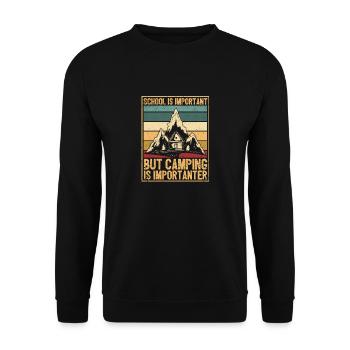 L’école est importante, mais le camping est toujours important - Sweat-shirt Unisexe - noir - Devant - Alina (178cm) & Michal (187cm)