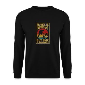 Schule ist wichtig, aber BMX ist wichtiger BMX - Unisex Pullover - Schwarz - Vorne - Alina (178cm) & Michal (187cm)