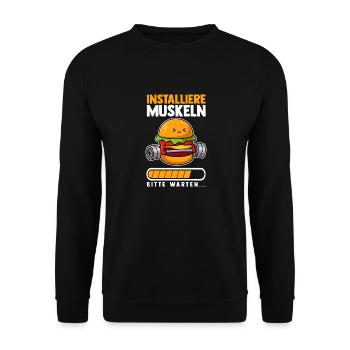 Muskeln Sport Fitness Gewichtheben Bürger - Unisex Pullover - Schwarz - Vorne - Alina (178cm) & Michal (187cm)