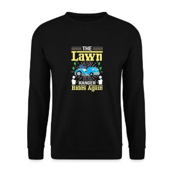 Der Rasen Ranger Fährt Wieder Der Hausmeister - Unisex Pullover - Schwarz - Vorne - Alina (178cm) & Michal (187cm)