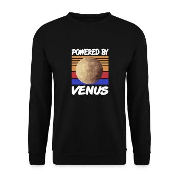 Powered By VENUS Retro Solar System Planet Designs - Unisex Sweatshirt - black - Front - Alina (178cm) & Michal (187cm)