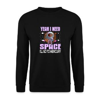 Ouais, j'ai besoin d'espace, j'irai à Mercury Retro Funny - Sweat-shirt Unisexe - noir - Devant - Alina (178cm) & Michal (187cm)