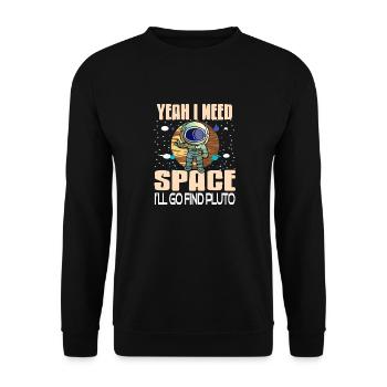 Oui j’ai besoin d’espace je vais aller à pluton retro drôle - Sweat-shirt Unisexe - noir - Devant - Alina (178cm) & Michal (187cm)
