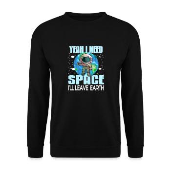Yeah I Need Space I'll Leave EARTH Retro Funny - Unisex Sweatshirt - black - Front - Alina (178cm) & Michal (187cm)