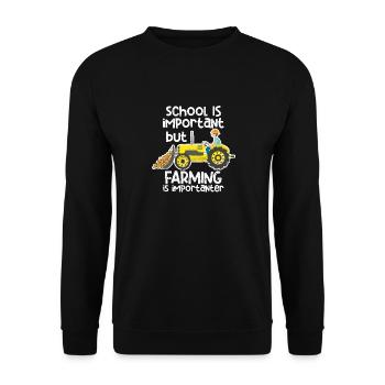 School is important, but agriculture - Unisex Sweatshirt - black - Front - Alina (178cm) & Michal (187cm)