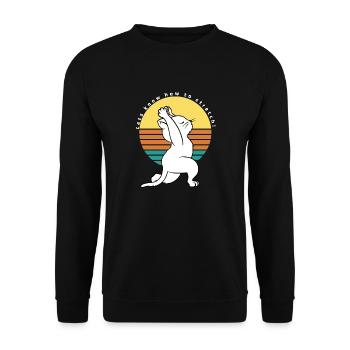 Cats Know How To Stretch! Retro Yoga Cat - Unisex Sweatshirt - black - Front - Alina (178cm) & Michal (187cm)