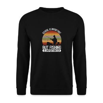 Schule ist wichtig, aber Angeln ist wichtiger - Unisex Pullover - Schwarz - Vorne - Alina (178cm) & Michal (187cm)