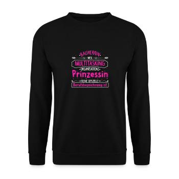 Bauherrin Multitasking Organisations Prinzessin Ha - Unisex Pullover - Schwarz - Vorne - Alina (178cm) & Michal (187cm)