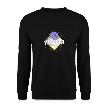 Azoren Retro Hortensienblüte Insel Portugal - Unisex Pullover - Schwarz - Vorne - Alina (178cm) & Michal (187cm)