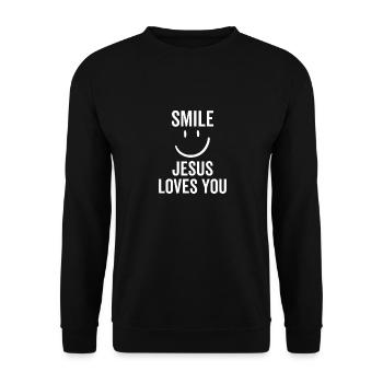 Souriez Jésus vous aime - Sweat-shirt Unisexe - noir - Devant - Alina (178cm) & Michal (187cm)