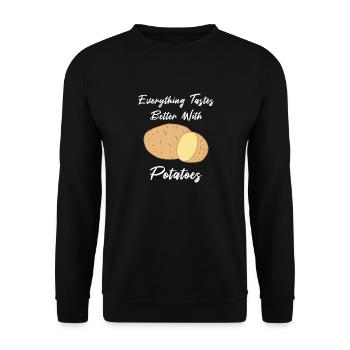 Manger des pommes de terre, dicton amusant, - Sweat-shirt Unisexe - noir - Devant - Alina (178cm) & Michal (187cm)