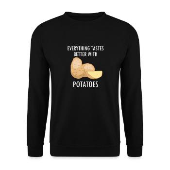 Life With Potatoes Funny Quote Hobby Chef - Unisex Sweatshirt - black - Front - Alina (178cm) & Michal (187cm)