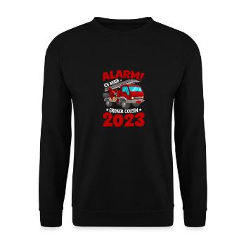 Alarme pour enfants Je vais être Big Cousin 2023 - Sweat-shirt Unisexe - noir - Devant - Alina (178cm) & Michal (187cm)
