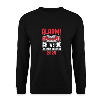Children's Alarm I'm going to be a Big Cousin 2024 - Unisex Sweatshirt - black - Front - Alina (178cm) & Michal (187cm)