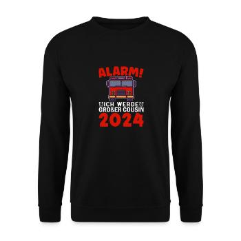 Children's Alarm I'm going to be a Big Cousin 2024 - Unisex Sweatshirt - black - Front - Alina (178cm) & Michal (187cm)